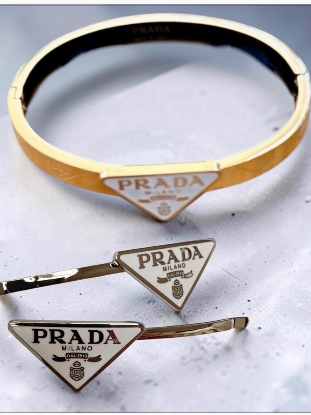 Gold/Silver-Tone Bangle & Hair Pin Set Stainless Steel